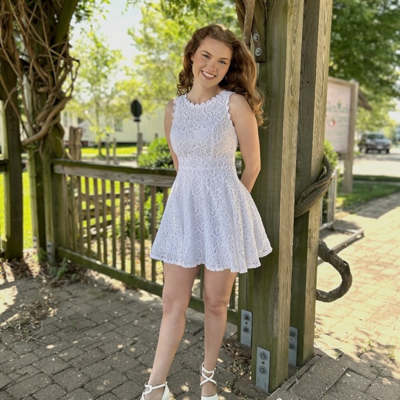 Short White Graduation Dress - Picture 1 of 3